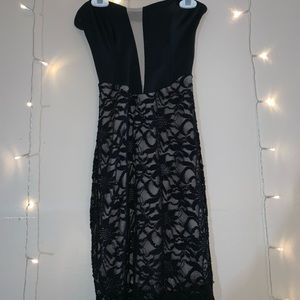 Floral Tight Cocktail Black Dress